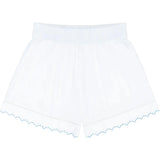 women's white scalloped short