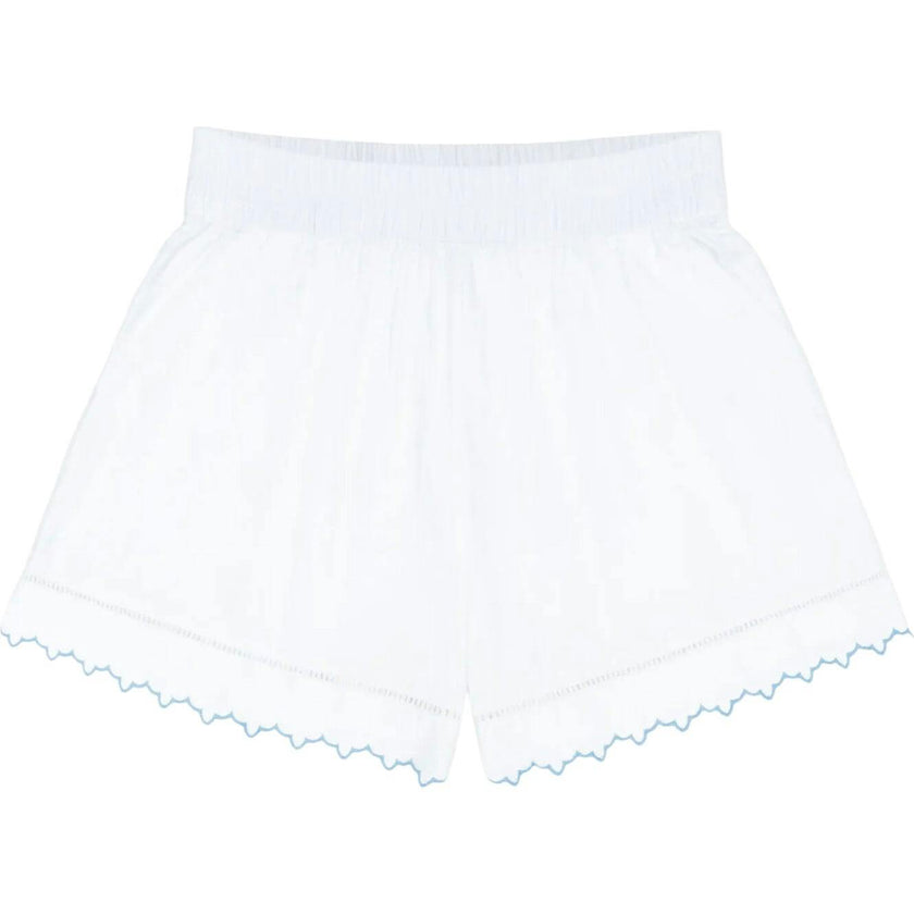 women's white scalloped short