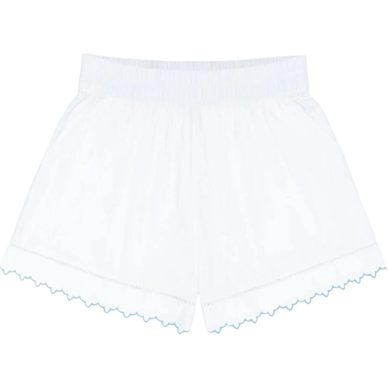 women's white scalloped short