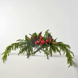 Lifelike Red Pomegranate, Real Touch Magnolia Leaves, & Norfolk Pine Holiday Arrangement in Oval Vase Christmas Centerpiece