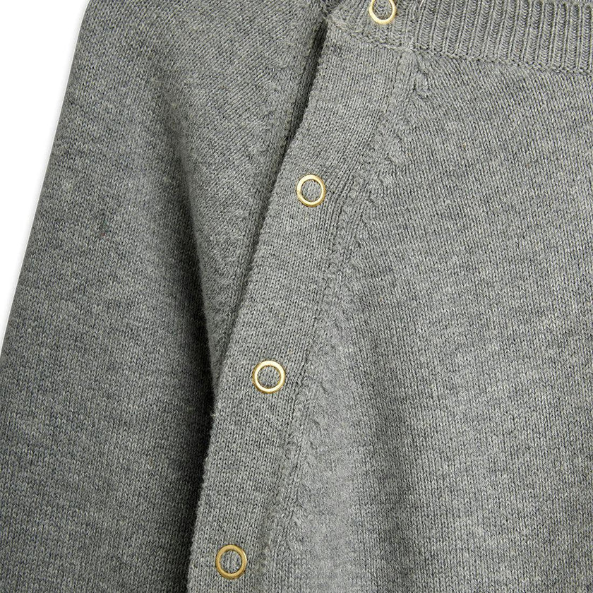 MINI RODINI Rabbit Ear Knit Jumpsuit - Grey Melange