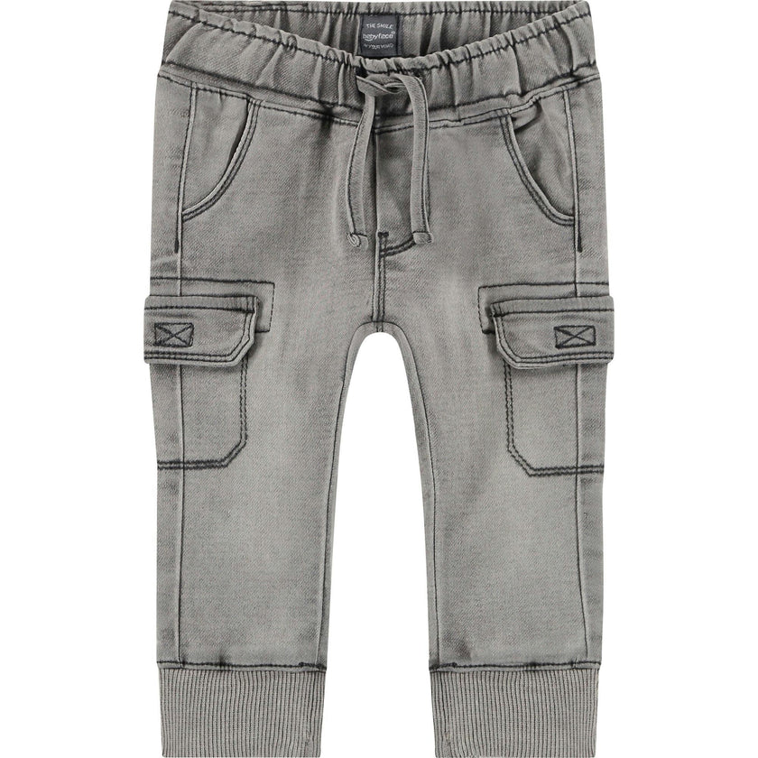 Cuffed Cargo Style Pocket Denim Joggers