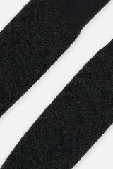 Knit Textured Fur Tights Black