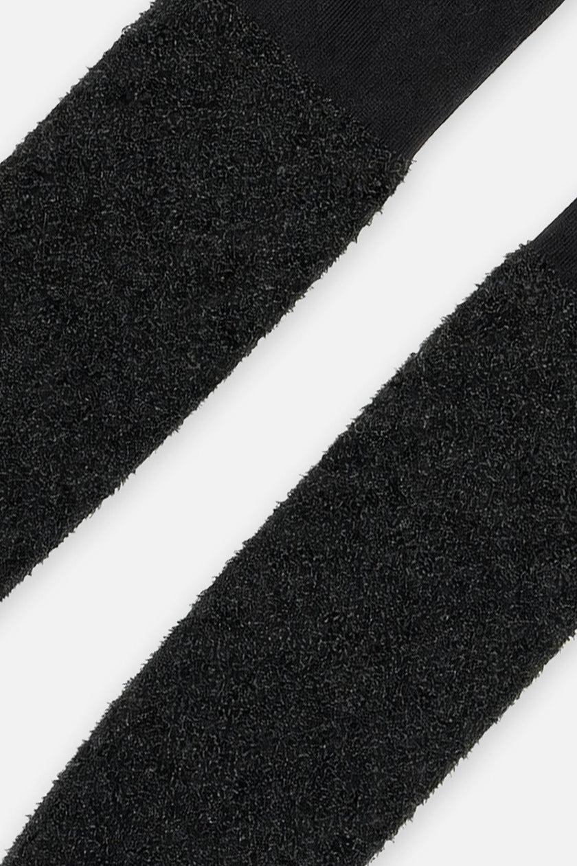 Knit Textured Fur Tights Black