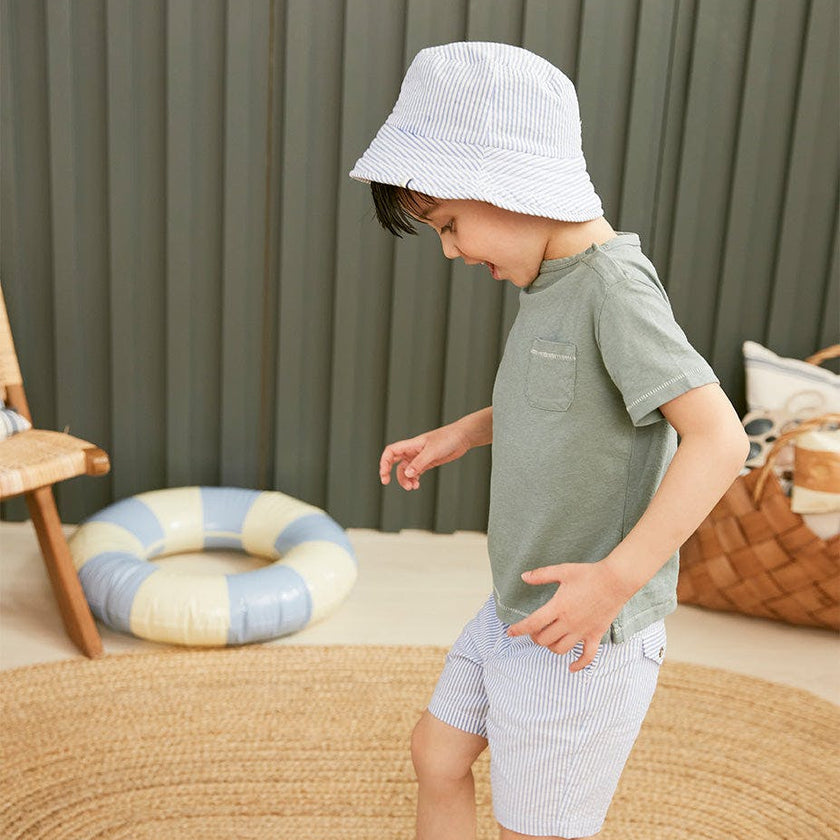 Blue Seersucker Bucket Hat