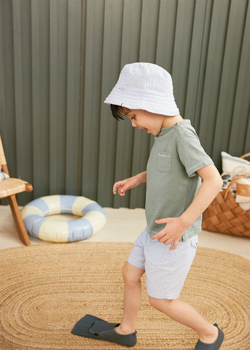 Blue Seersucker Bucket Hat