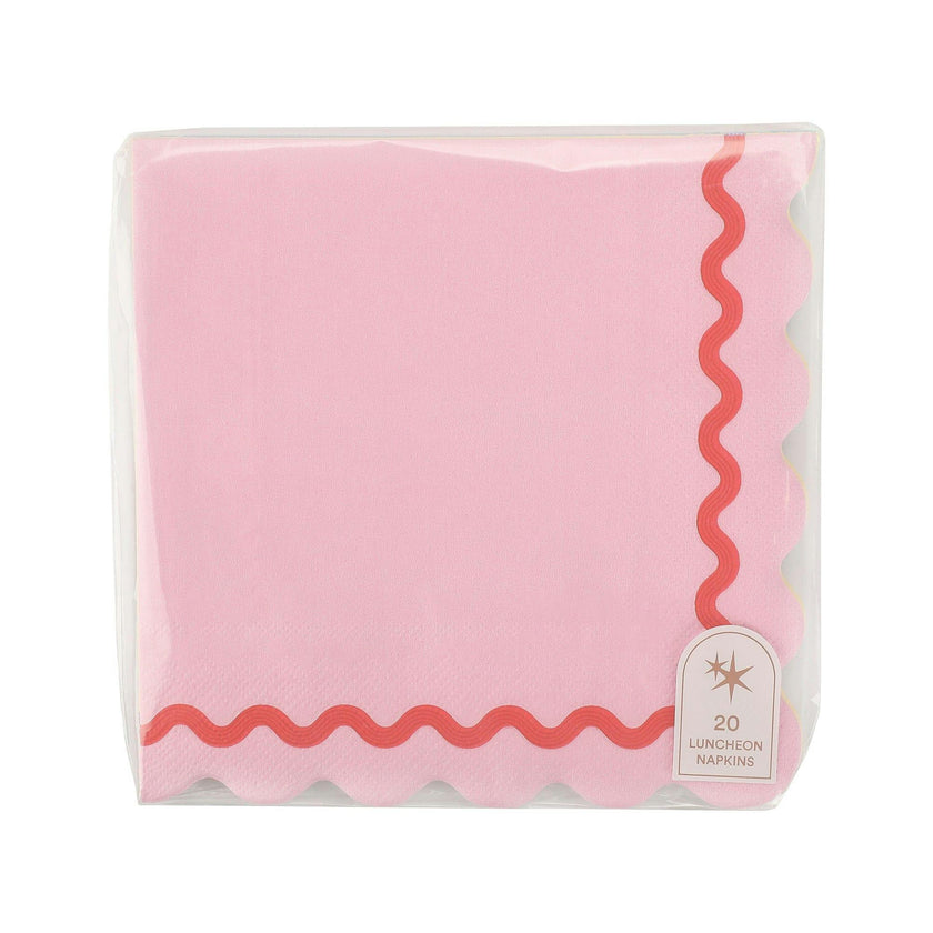 Packed Party Rainbow Ric Rac Assorted Lunch Napkins 20ct - Multicolor Ric Rac Detail 3-Ply Napkins in 5 Bold Color Combinations