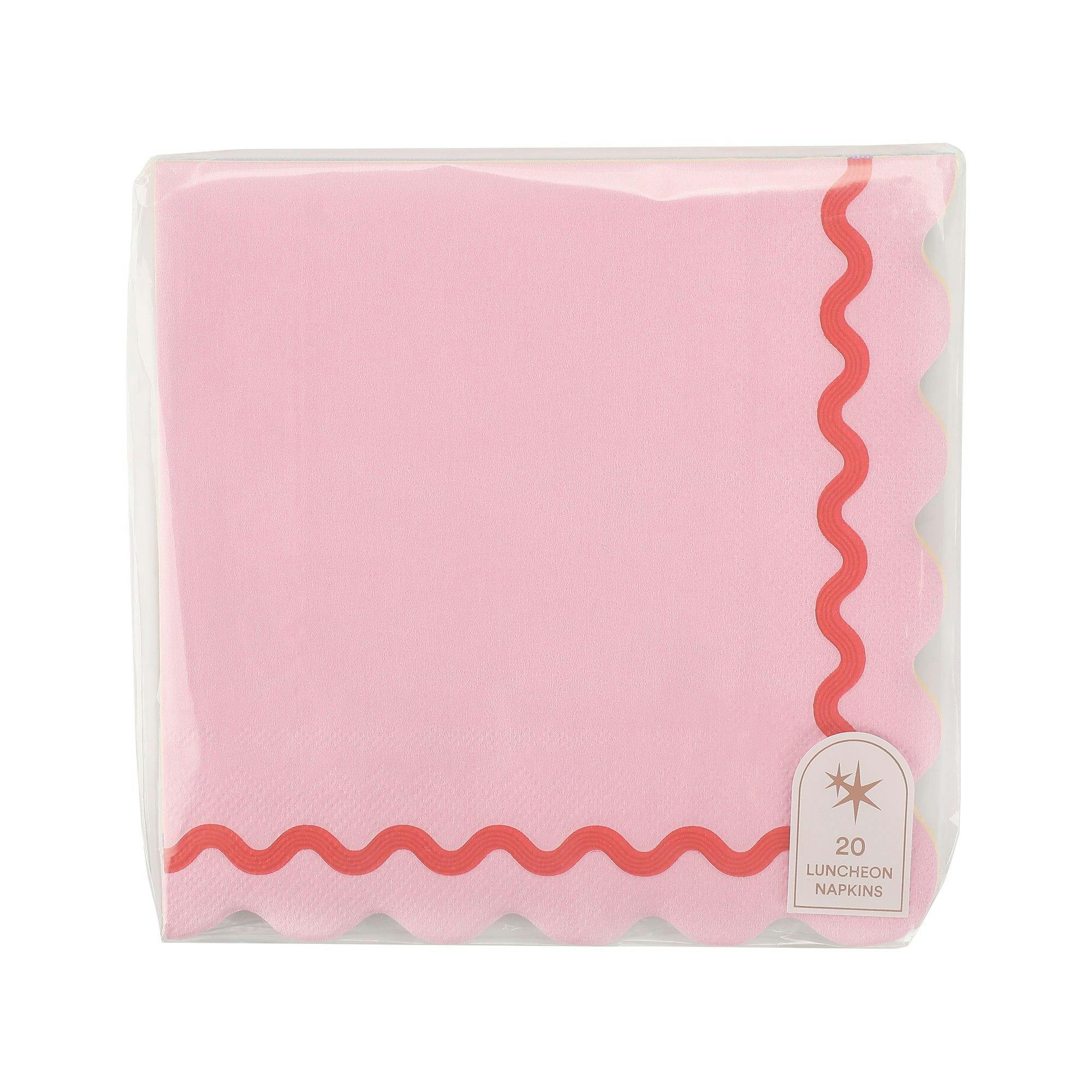 Packed Party Rainbow Ric Rac Assorted Lunch Napkins 20ct - Multicolor Ric Rac Detail 3-Ply Napkins in 5 Bold Color Combinations