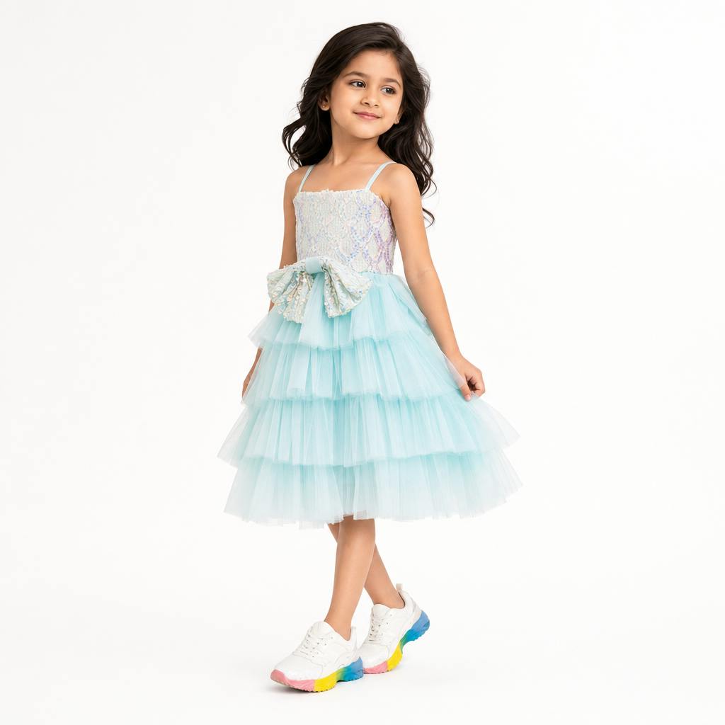 Sparkling Sea Fairy Mermaid Sequin Flower Girl Dress