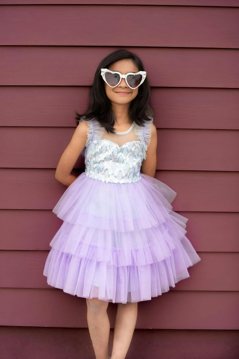Lilac Dream Tiered Tulle Birthday Dress for Girls