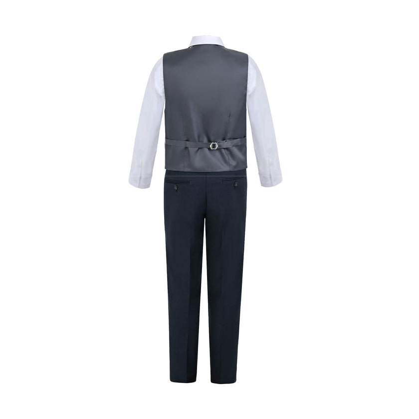 Gray Serge Formal Vest & Bow Tie Suit Set