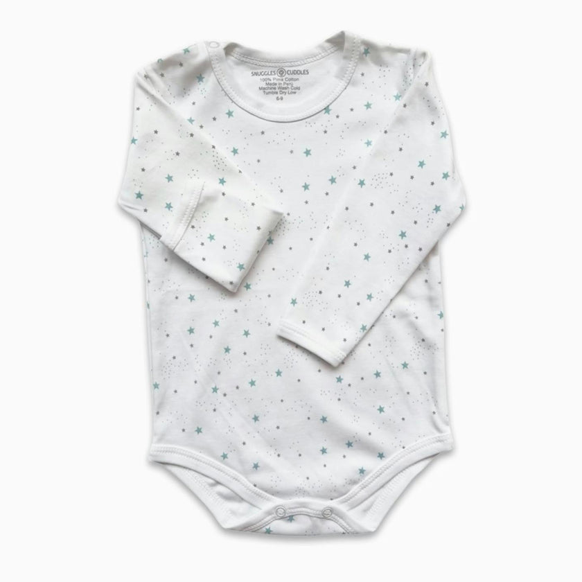 Stars Print Long Sleeve Bodysuit | 100% Peruvian Pima Cotton