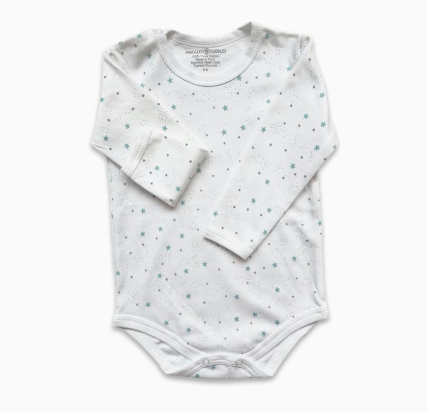 Stars Print Long Sleeve Bodysuit | 100% Peruvian Pima Cotton