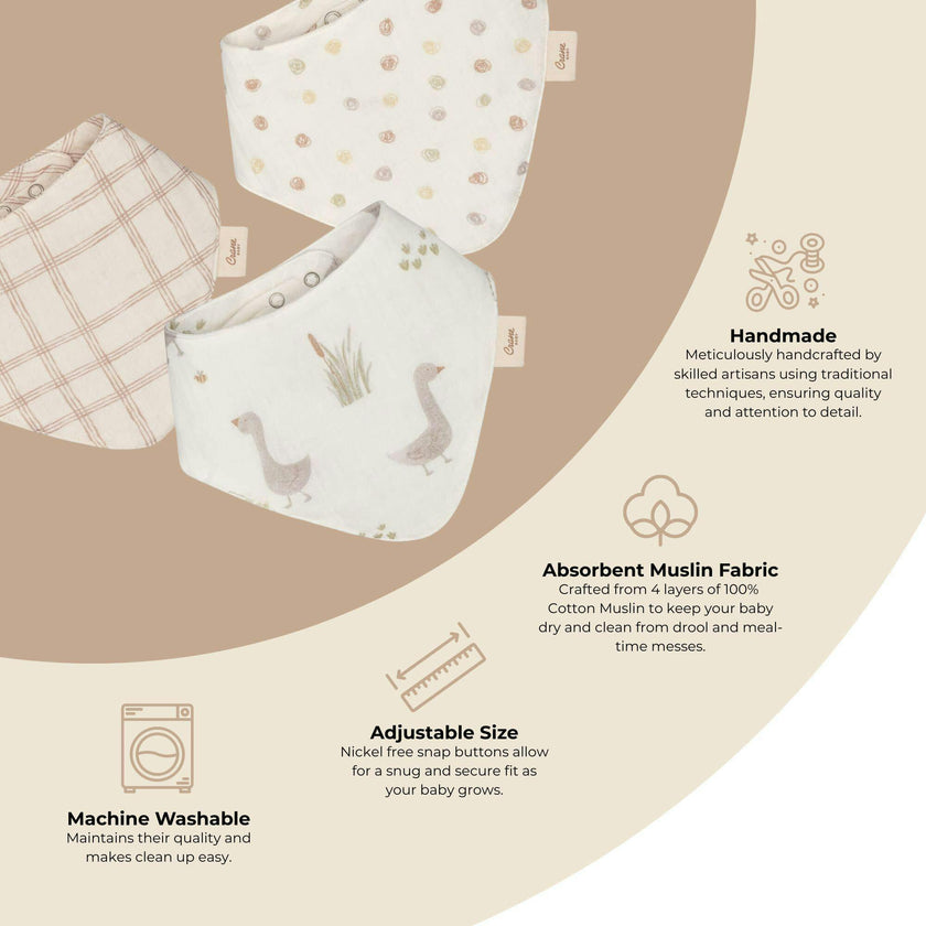 Charlie 3-pc. Farmhouse Goose Baby Bib Set