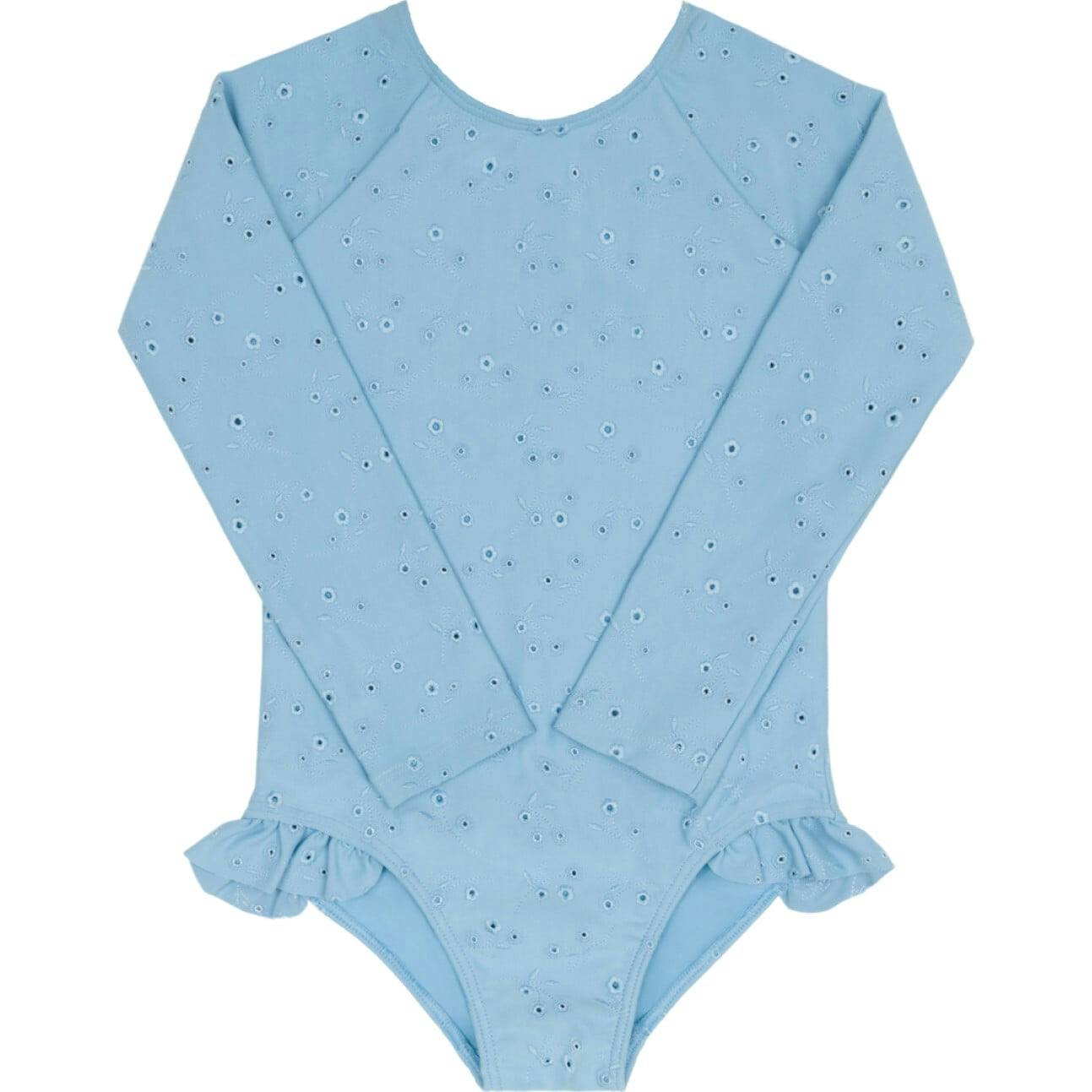 girls dusk blue eyelet rashguard one piece
