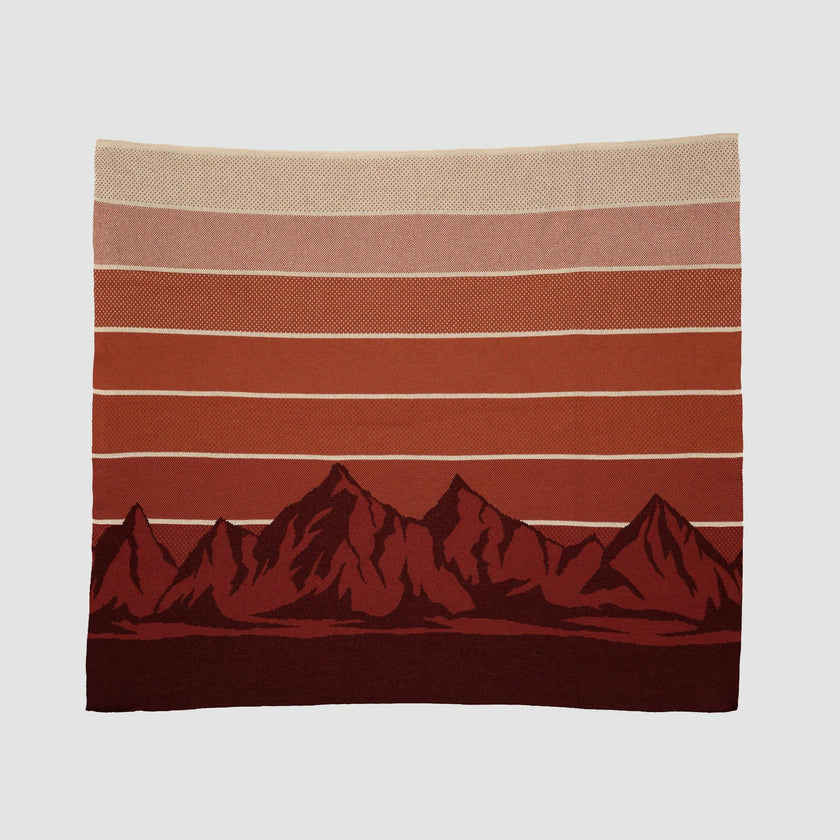 Cotton Sustainable Knit Throw Blanket | Mountain Sunscape