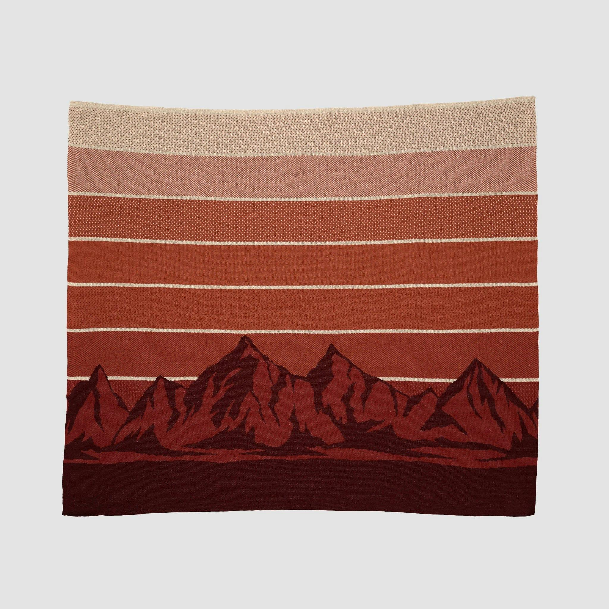 Cotton Sustainable Knit Throw Blanket | Mountain Sunscape