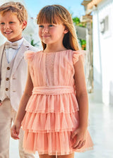 Peach Pleated Tulle Dress