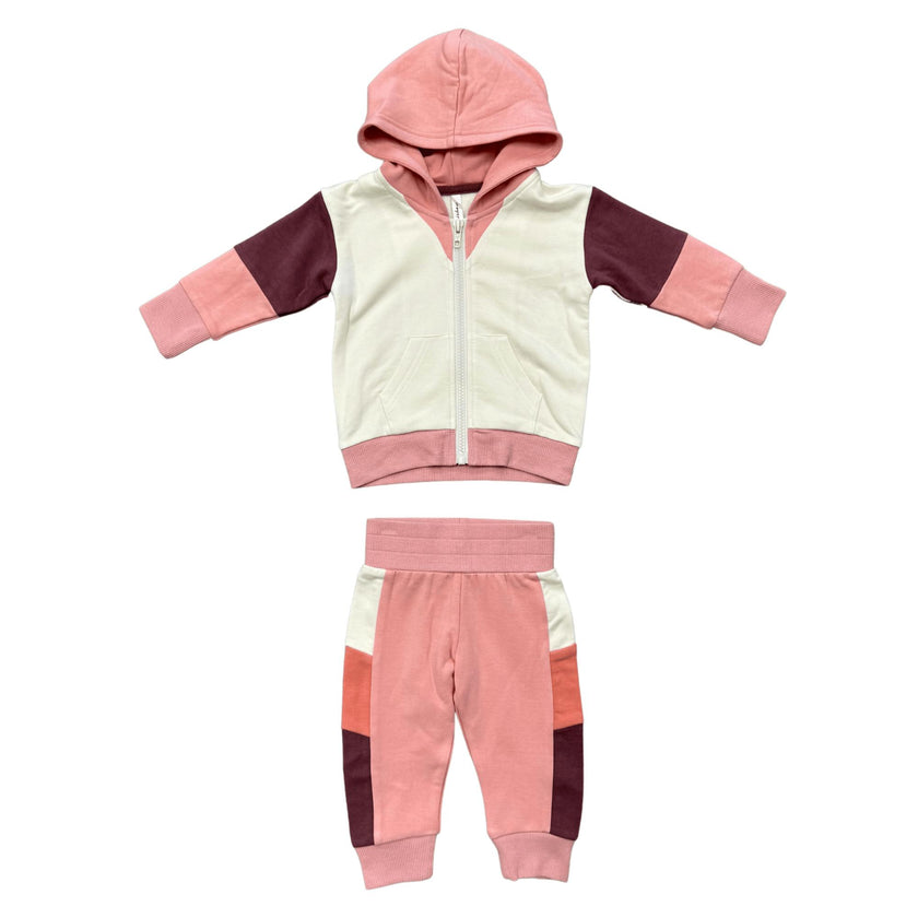 Girls Long Sleeve Track Set in Mellow Rose