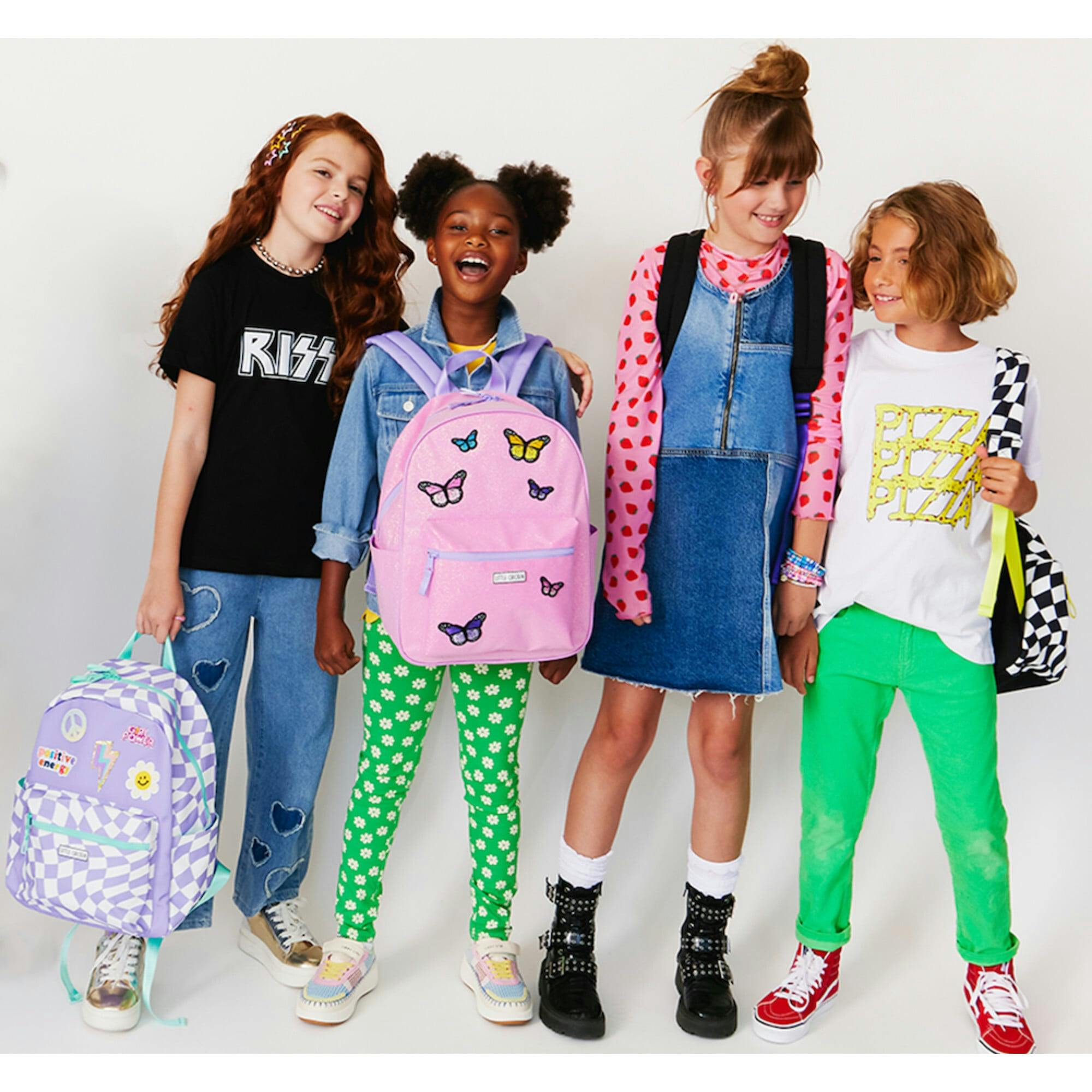 Checkered Pattern Backpack With Patches