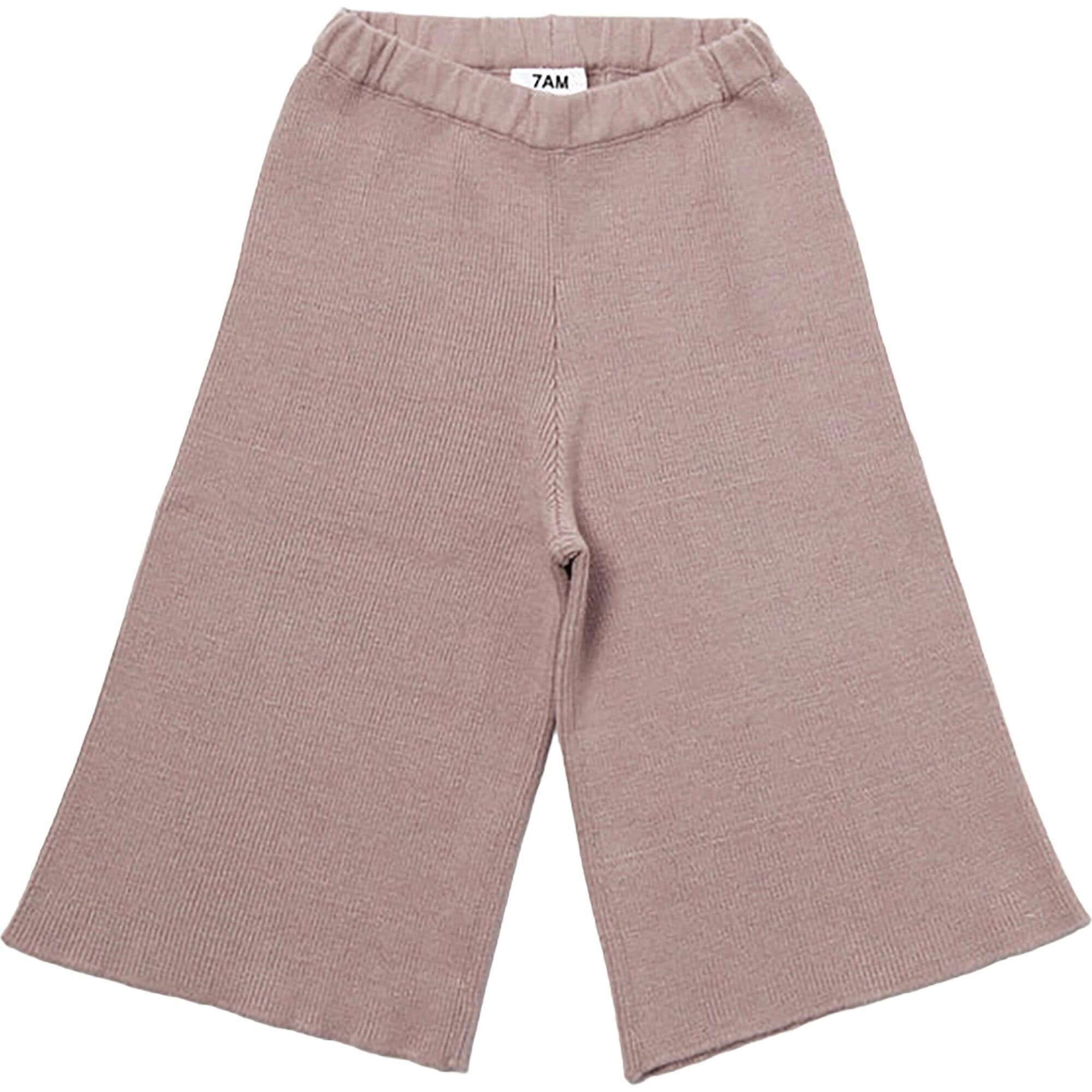 Chunky Ribbed Knit Elastic Waist Wide Leg Loose-Fit Pants