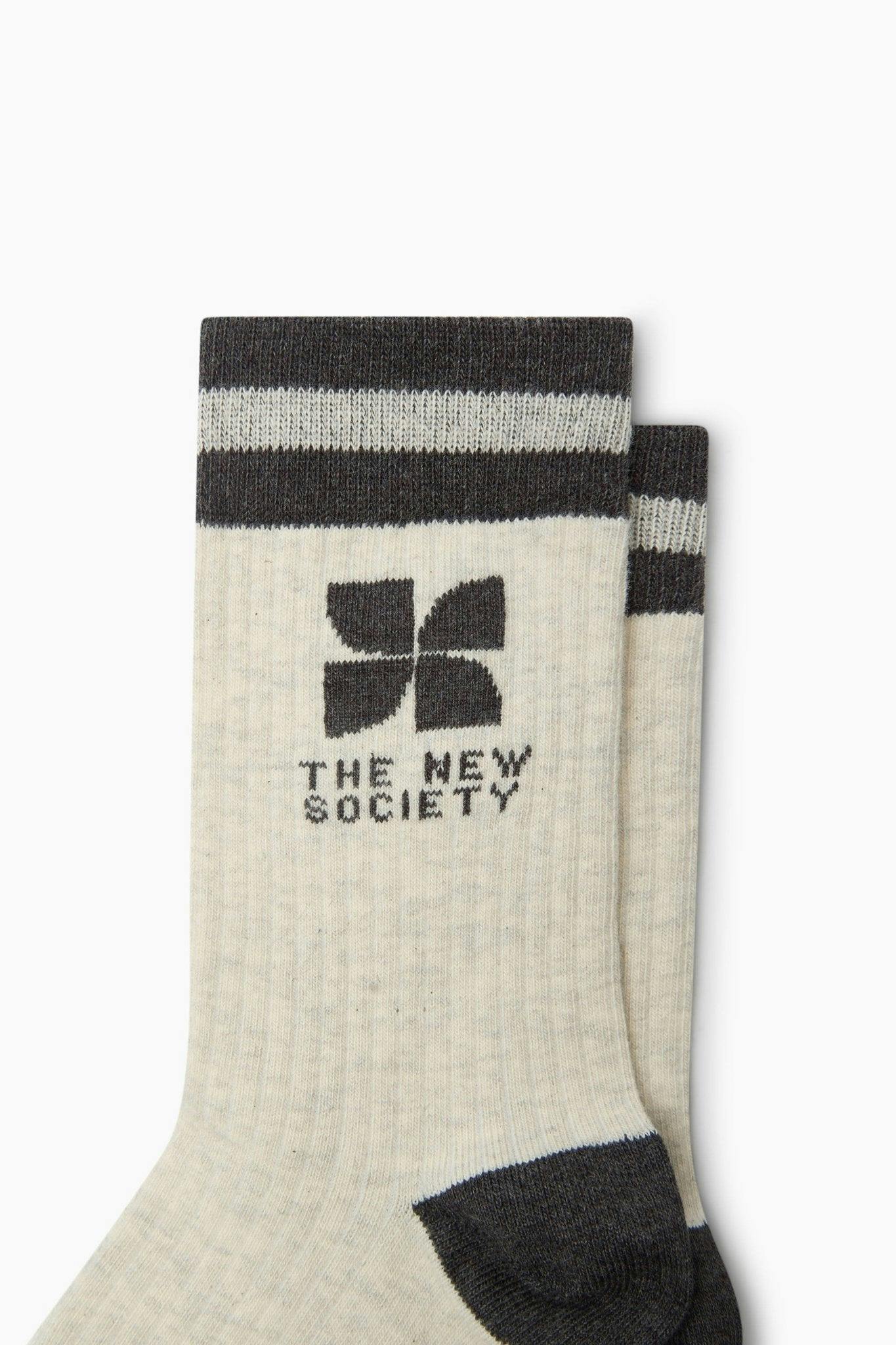 TNS Logo Socks Whisper White Melange
