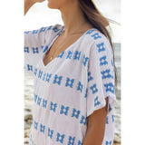 Capucine Women's Mini Caftan Blue Embroidery