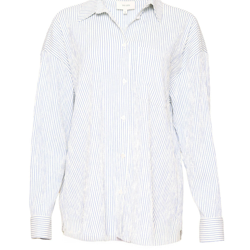 Sevilla Top in Blue & White Pinstripe