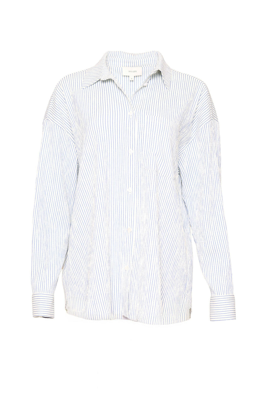 Sevilla Top in Blue & White Pinstripe
