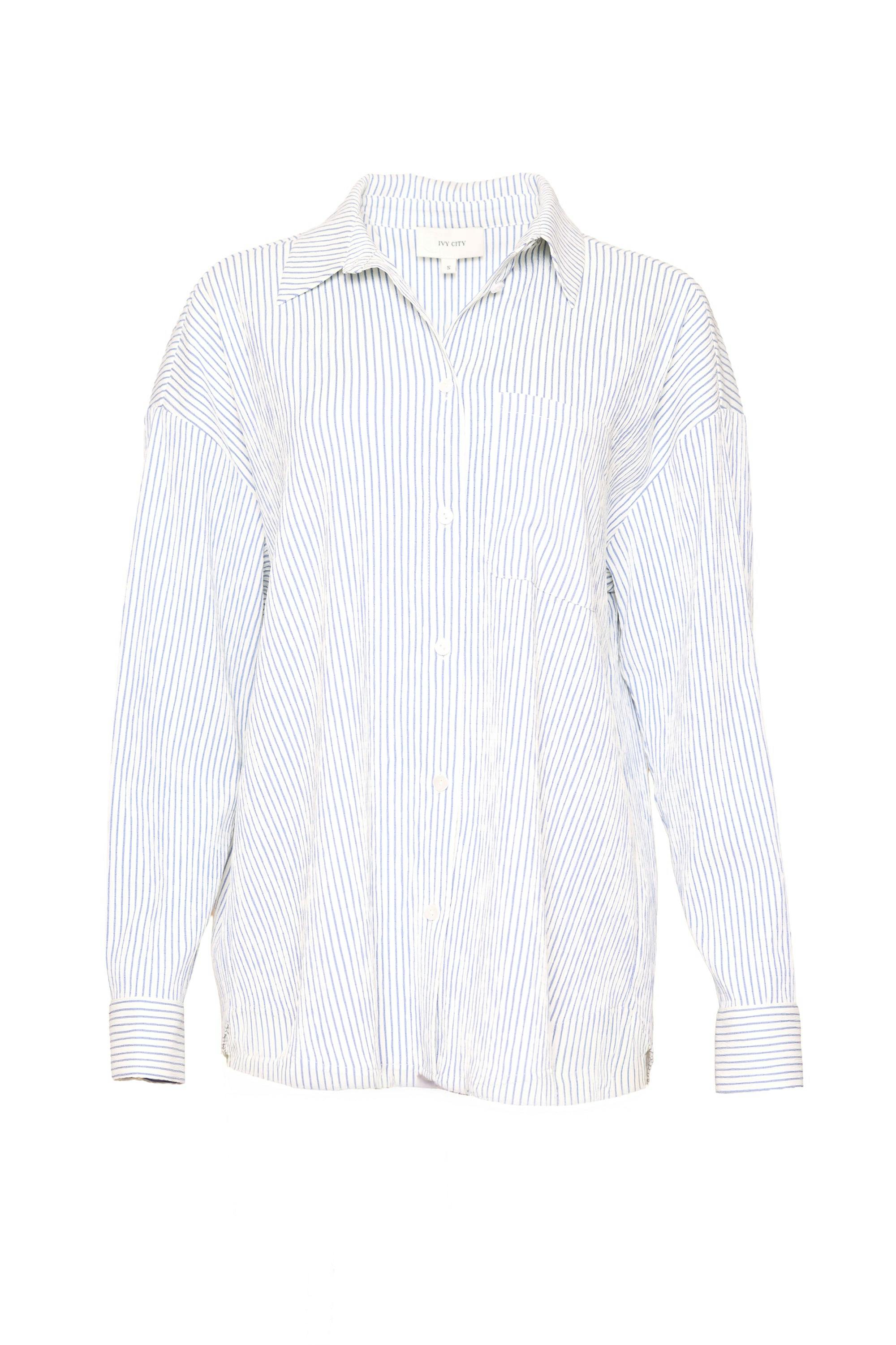 Sevilla Top in Blue & White Pinstripe