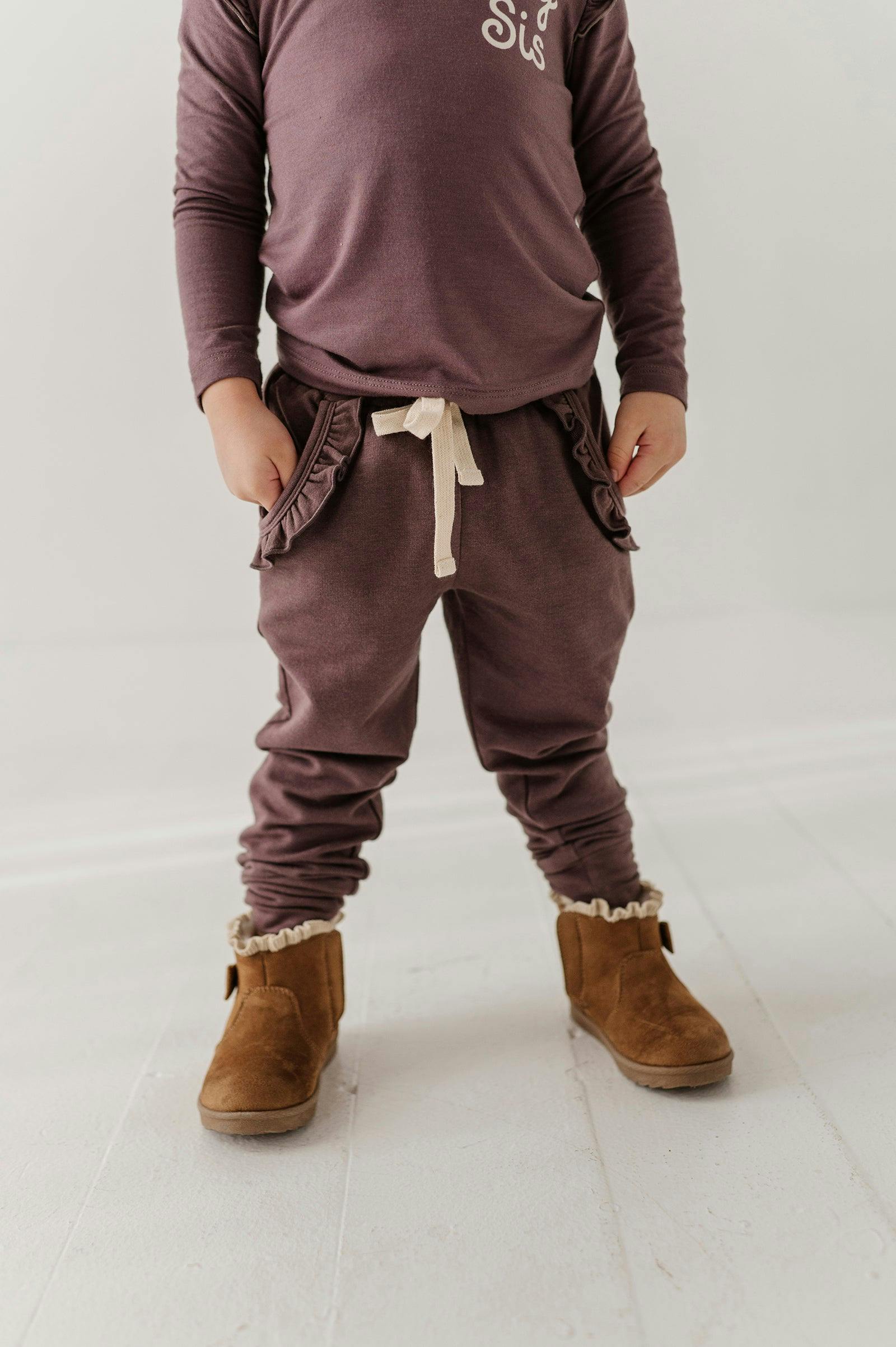 Girls Joggers in Plum