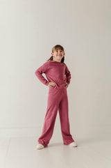 Girls Knit Flare Pants in Winter Mauve