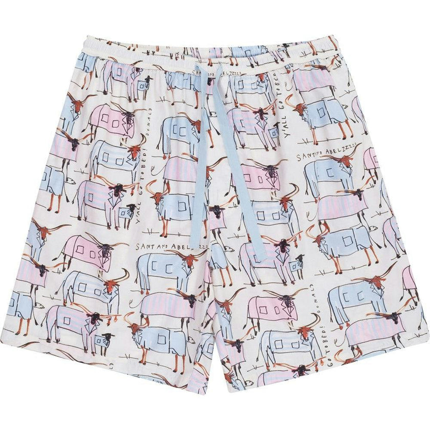 Men's Drawbertson Longhorns Sleep Shorts - Organic Cotton Poplin