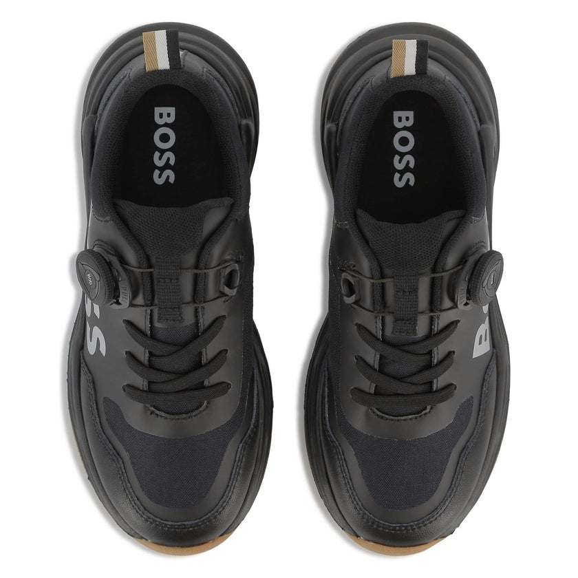 Boys Black Logo trainers