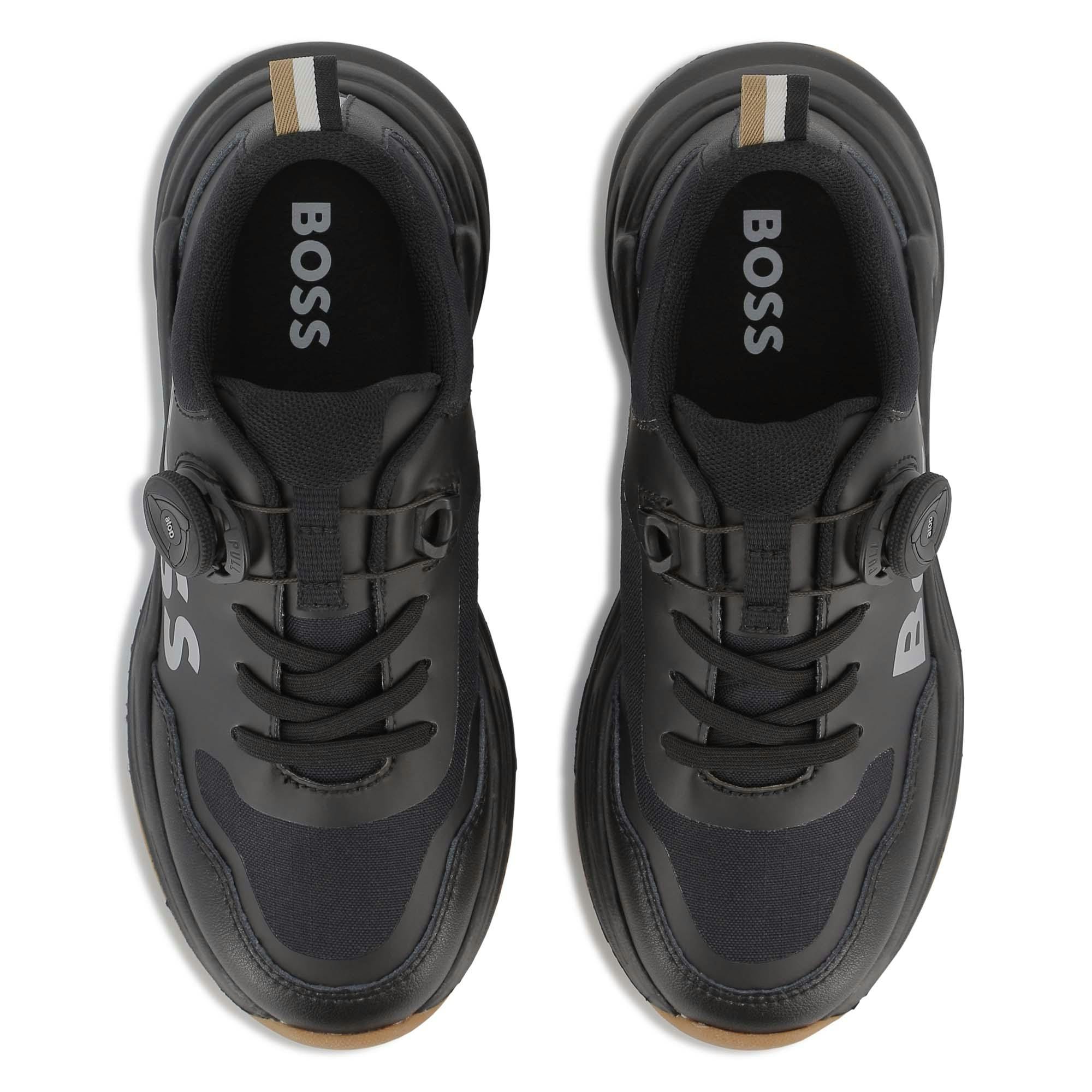 Boys Black Logo trainers