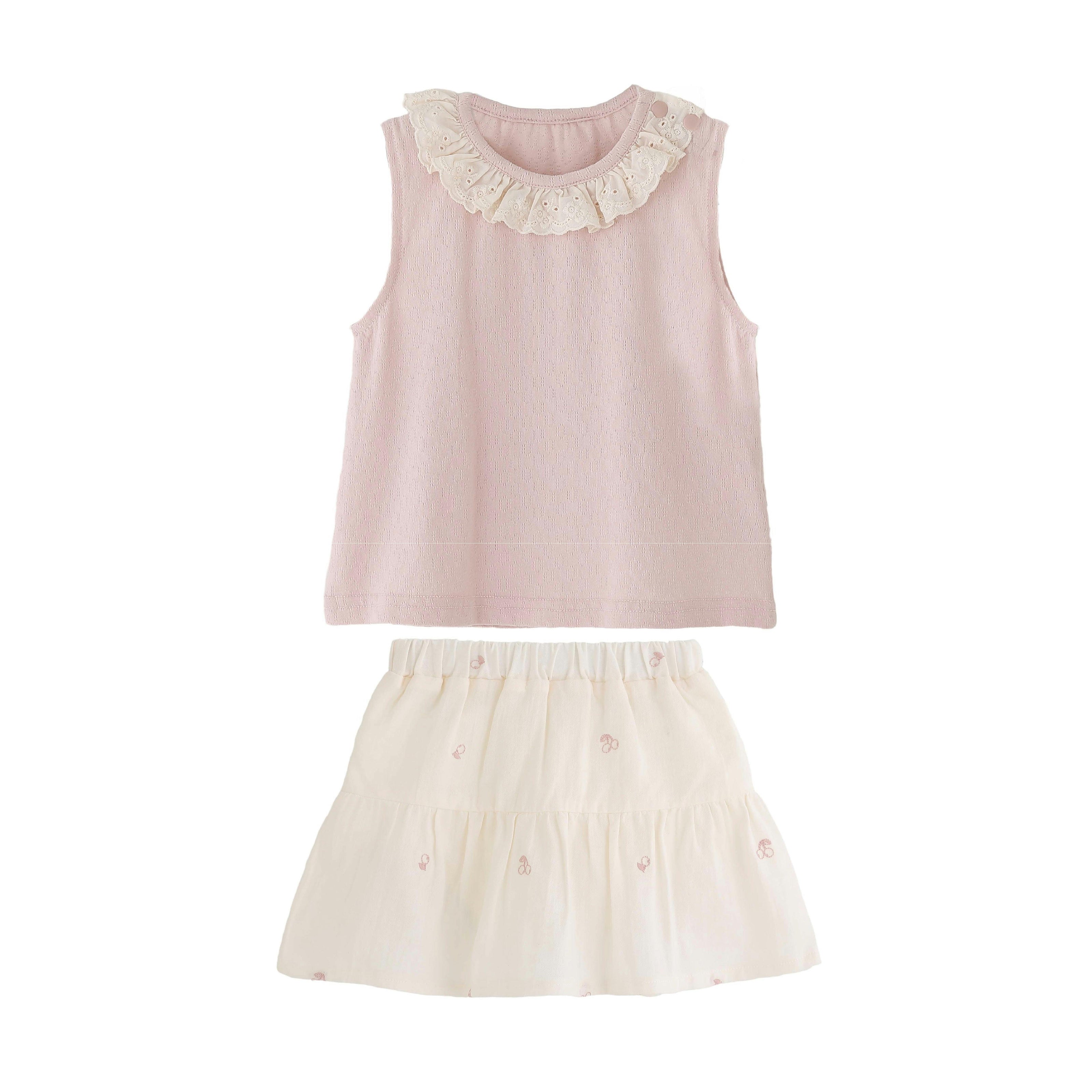 Pink Lace Skirt Set