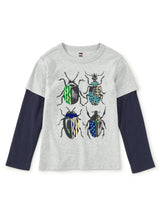 British Beetles Layered Tee, Med Heather Grey