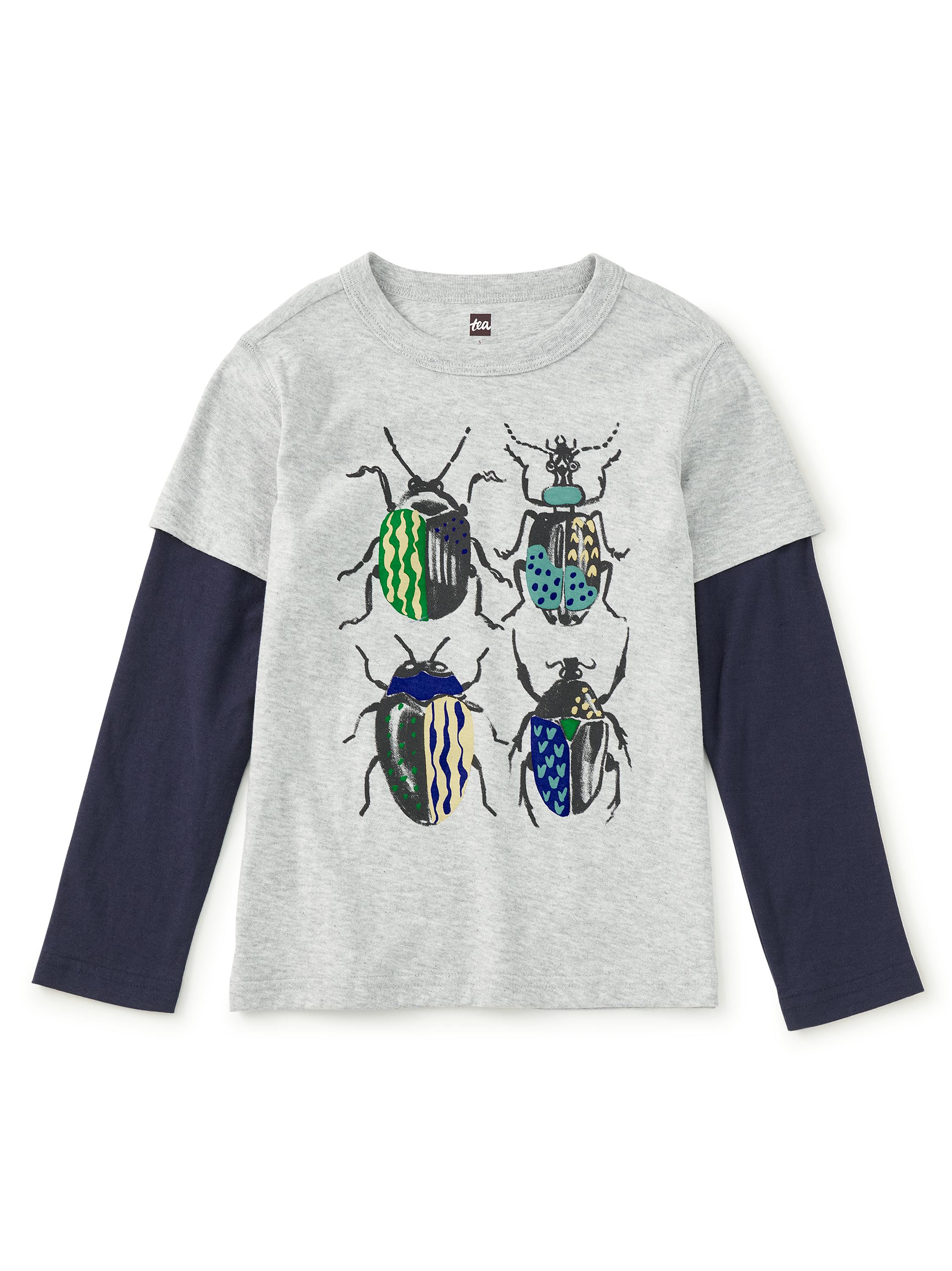 British Beetles Layered Tee, Med Heather Grey