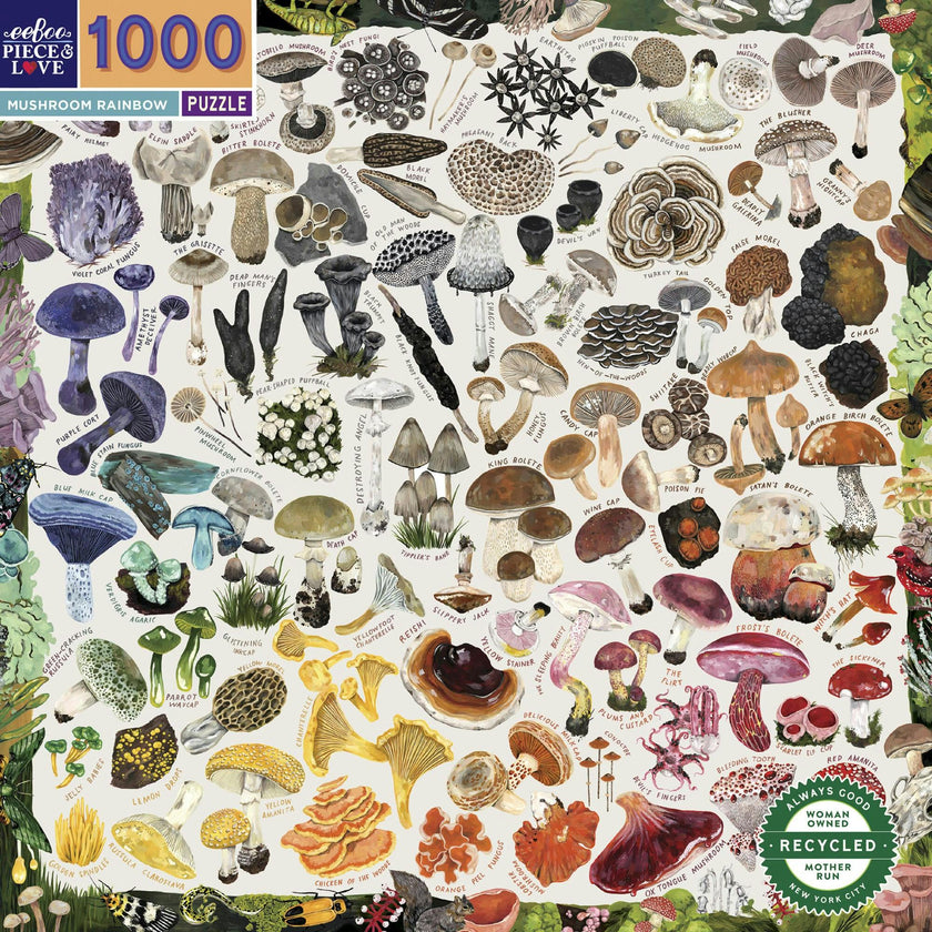 Piece and Love Mushroom Rainbow 1000 Piece Jigsaw Puzzle