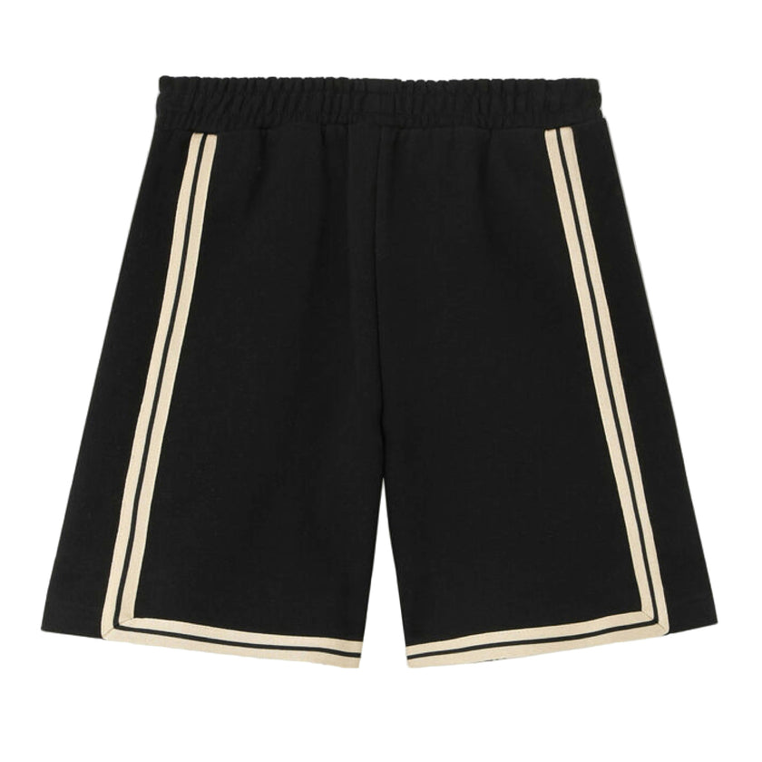Black Logo Stripe Sweatshorts