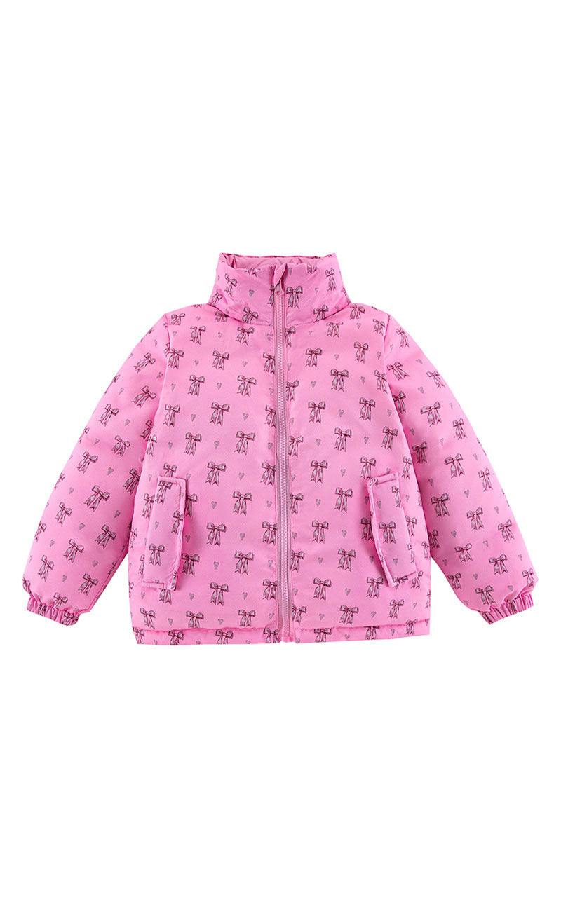 Charlie Heavy Weight Down Puffer Coat, Candy Pink Bow