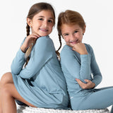 Oasis Teal Bamboo Girls' Long Sleeve Dress