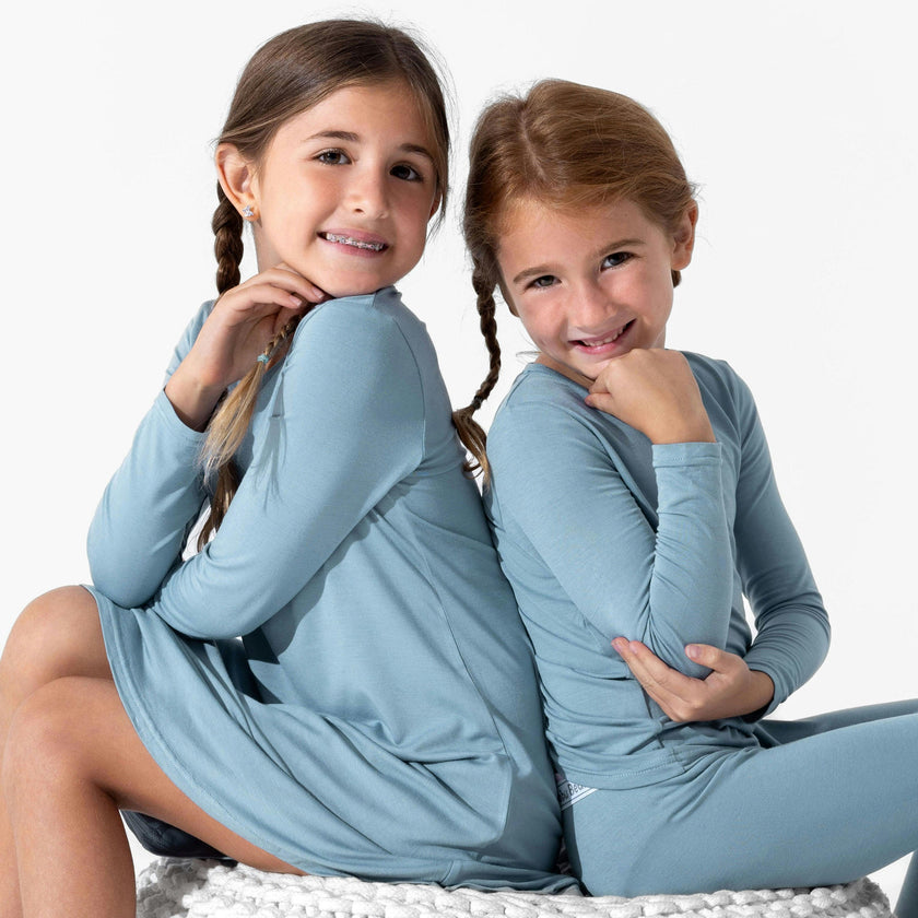 Oasis Teal Bamboo Girls' Long Sleeve Dress