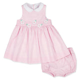 Linen Look Dress & Bloomer With Flowers