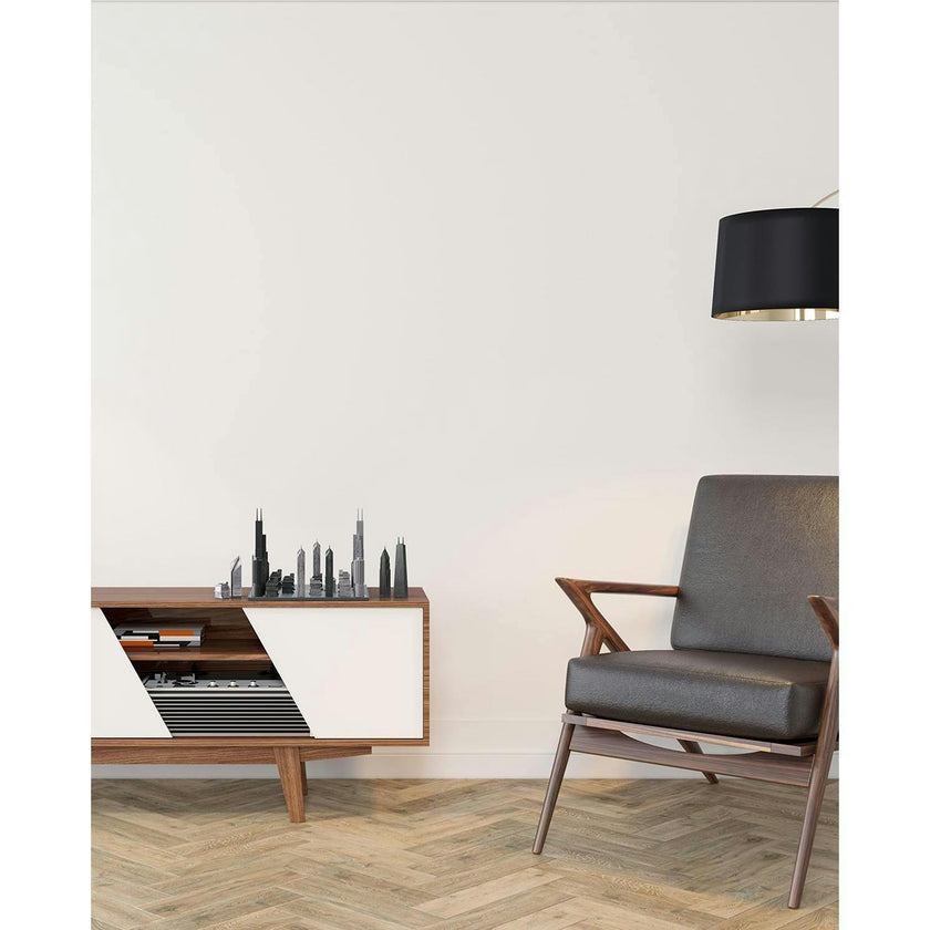 Chess Set Stainless Steel CHICAGO with Wood Map Board