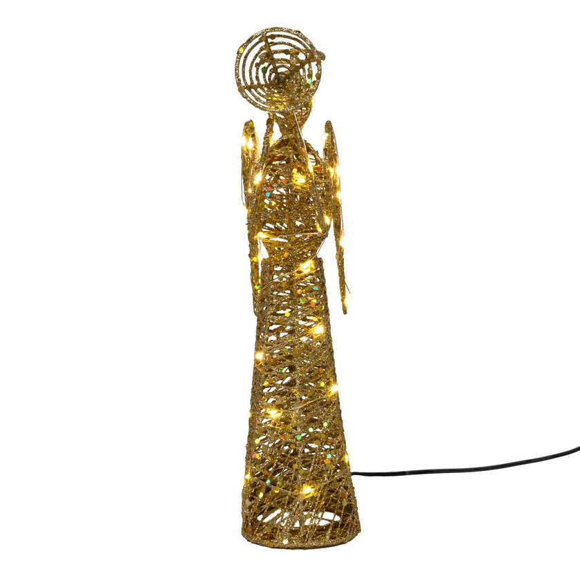 Kurt Adler 12-Inch Warm White Twinkle LED Gold Angel Tree Topper