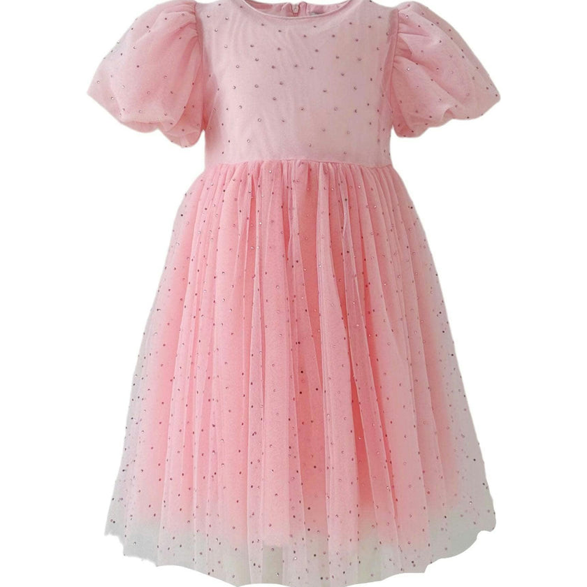Magic Crystal Short Puff Sleeve Dress