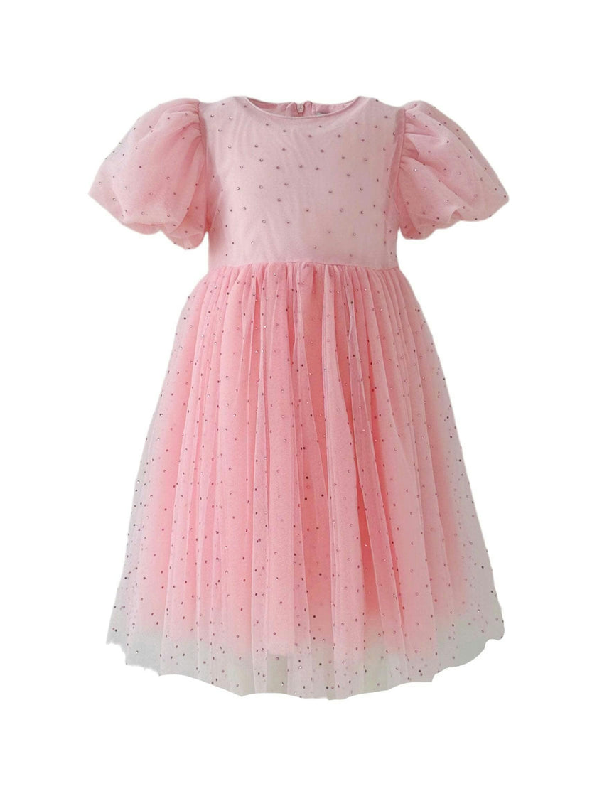Magic Crystal Short Puff Sleeve Dress