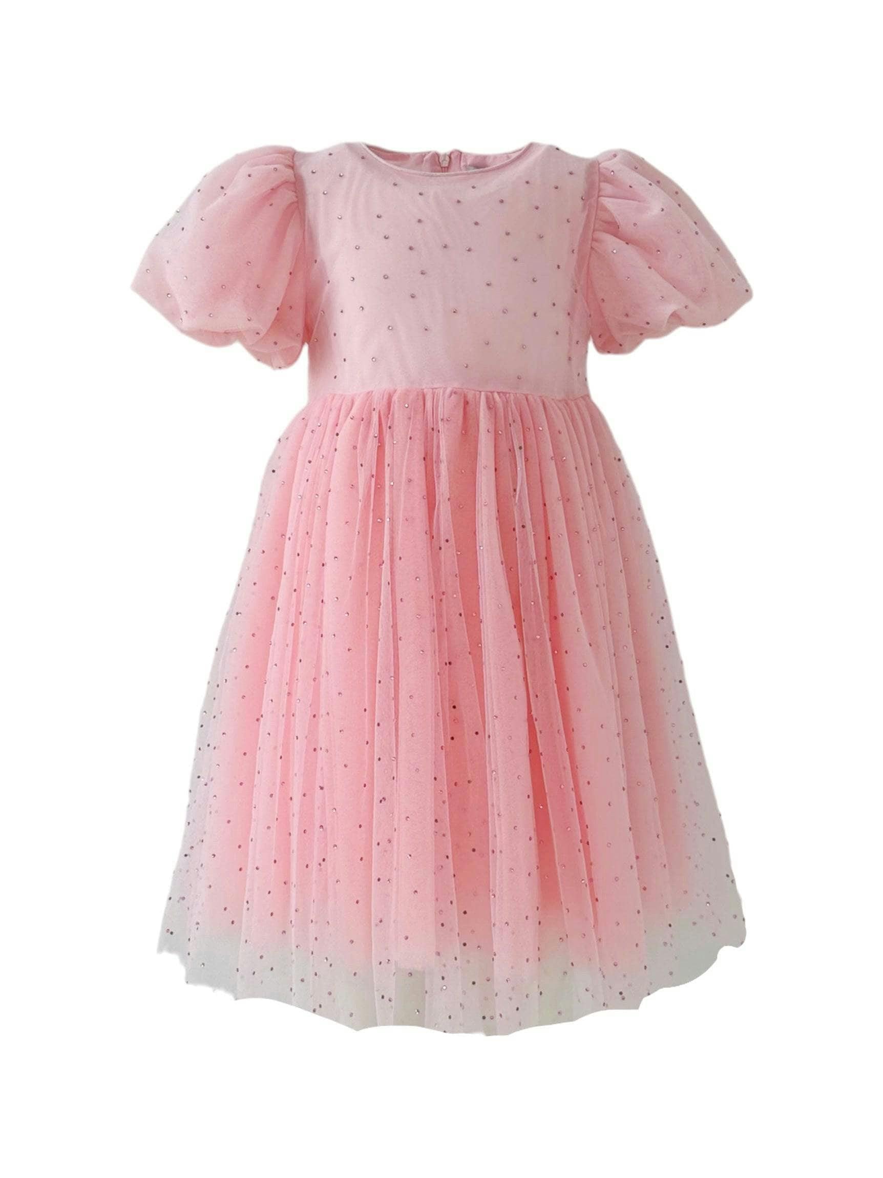Magic Crystal Short Puff Sleeve Dress
