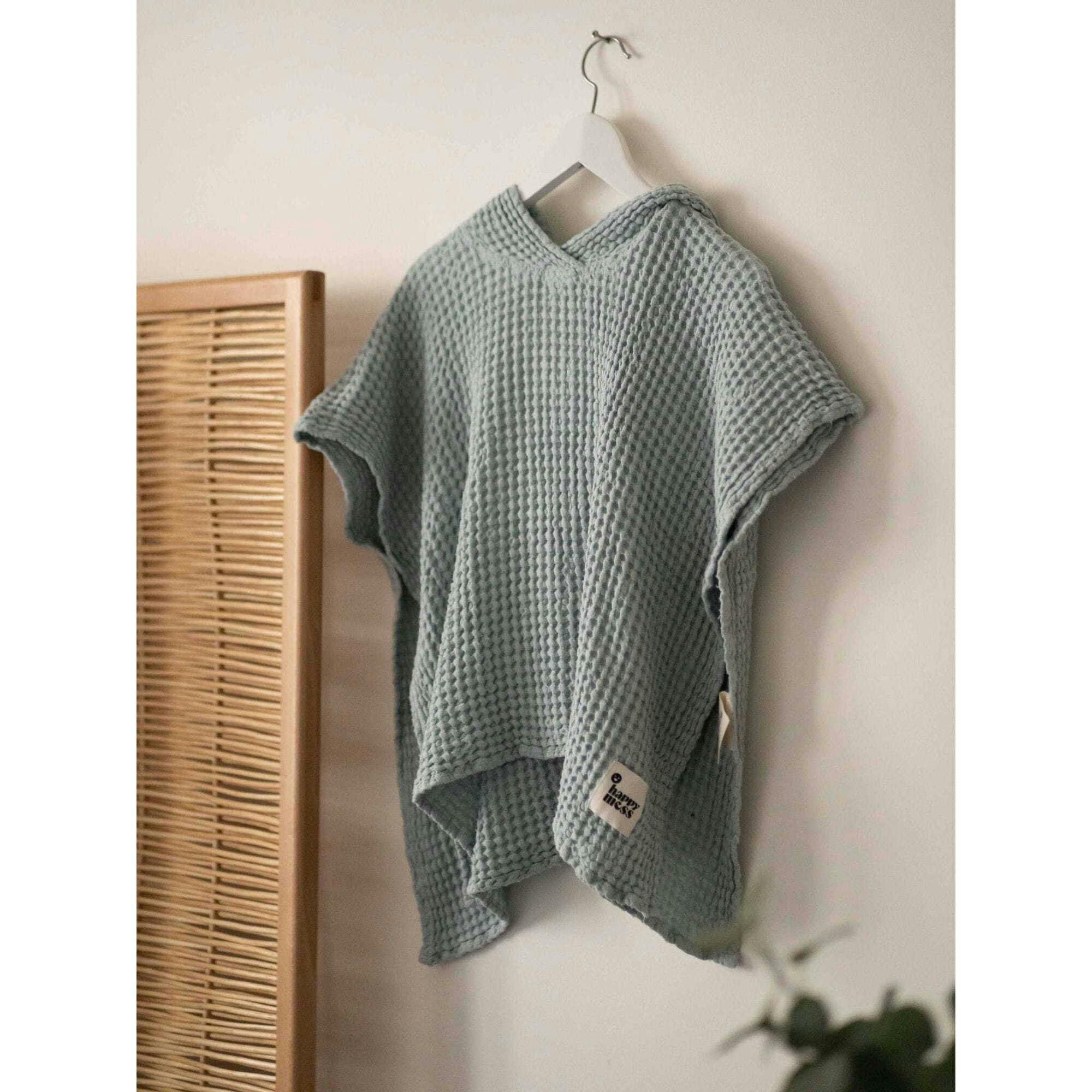 children's linen waffle poncho - sky blue